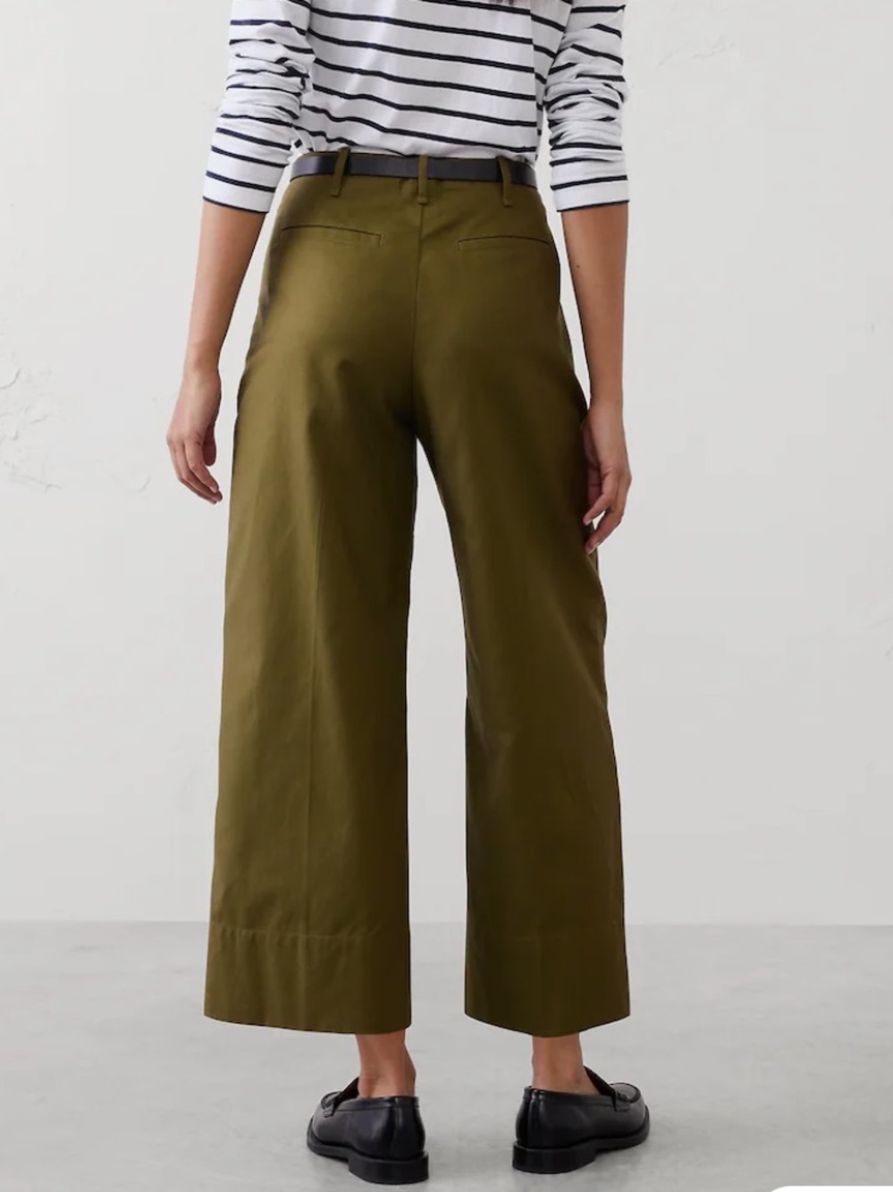 Banana Republic Women's Olive Army Green Wide-Leg High-Rise Cropped Pants NWT 6 - Picture 3 of 6